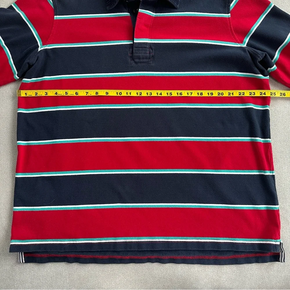 Lands' End Vintage Authentic Rugby Shirt. Red/Navy Stripes. XL.